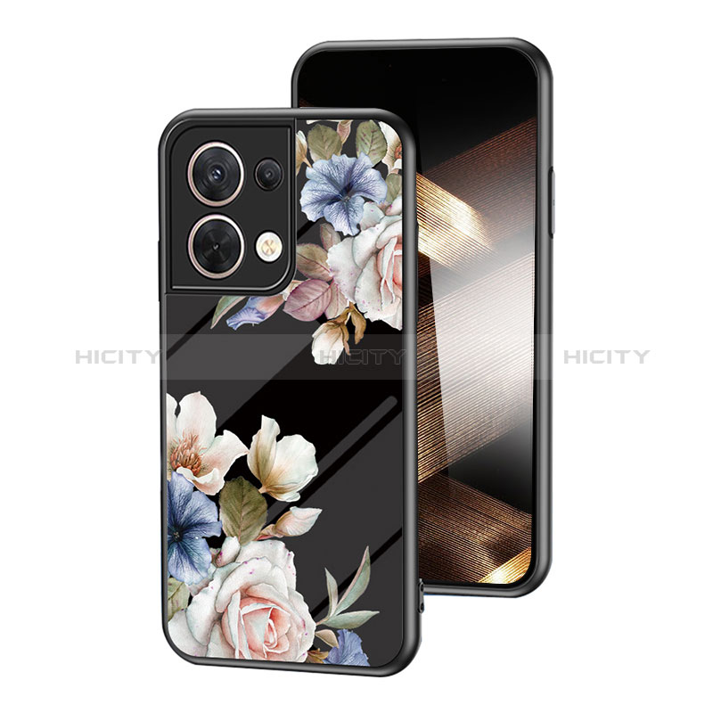 Custodia Silicone Gel Laterale Fiori Specchio Cover per Xiaomi Redmi Note 13 Pro 5G Nero