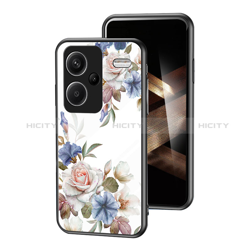 Custodia Silicone Gel Laterale Fiori Specchio Cover per Xiaomi Redmi Note 13 Pro+ Plus 5G Bianco