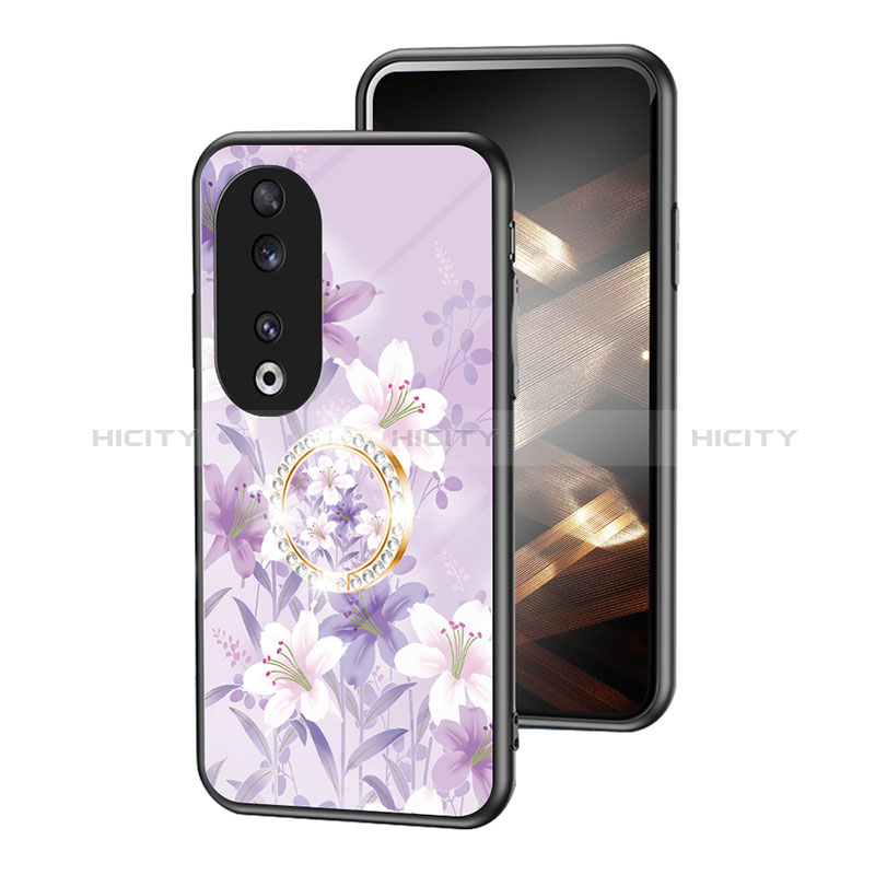 Custodia Silicone Gel Laterale Fiori Specchio Cover S01 per Huawei Honor 90 5G Lavanda