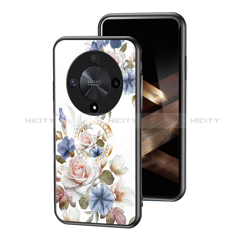 Custodia Silicone Gel Laterale Fiori Specchio Cover S01 per Huawei Honor X9b 5G