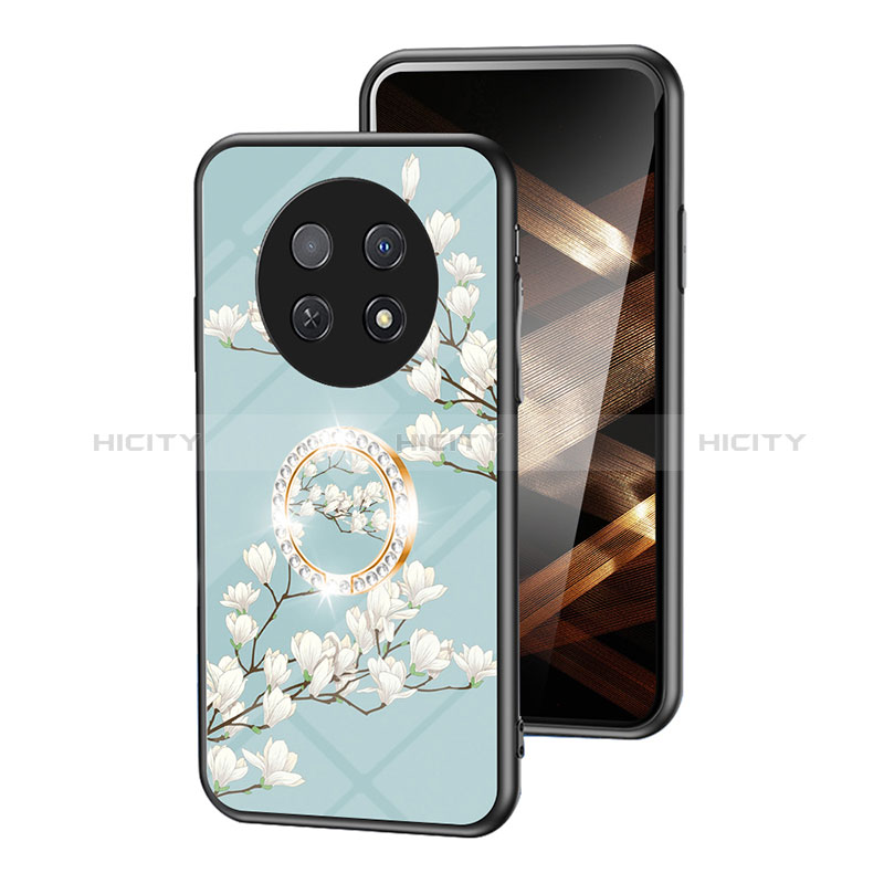 Custodia Silicone Gel Laterale Fiori Specchio Cover S01 per Huawei Nova Y91 Ciano