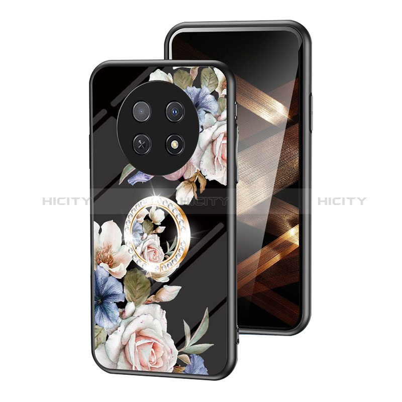 Custodia Silicone Gel Laterale Fiori Specchio Cover S01 per Huawei Nova Y91 Nero