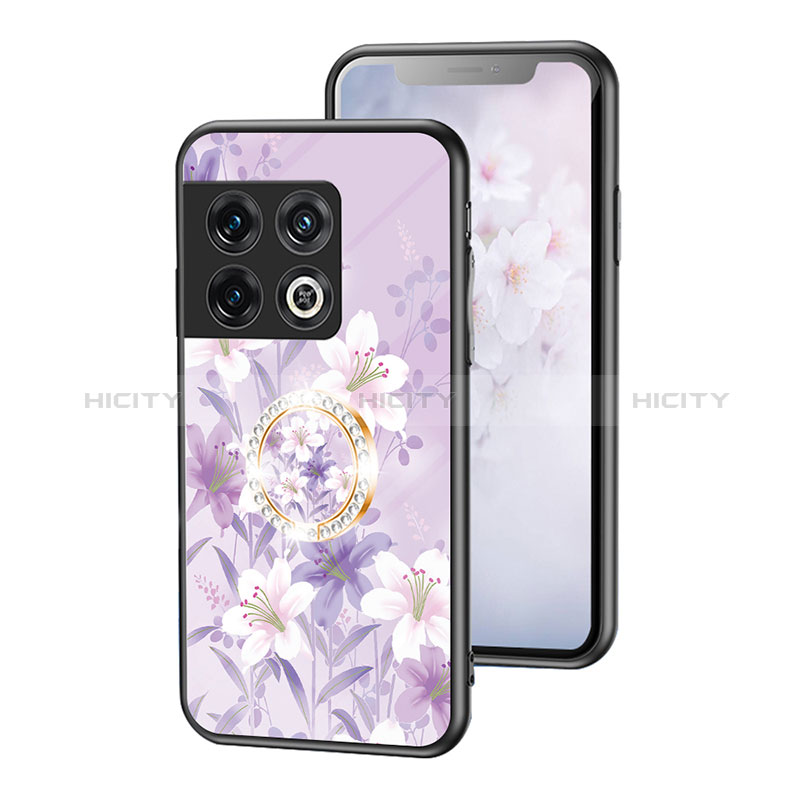 Custodia Silicone Gel Laterale Fiori Specchio Cover S01 per OnePlus 10 Pro 5G Lavanda