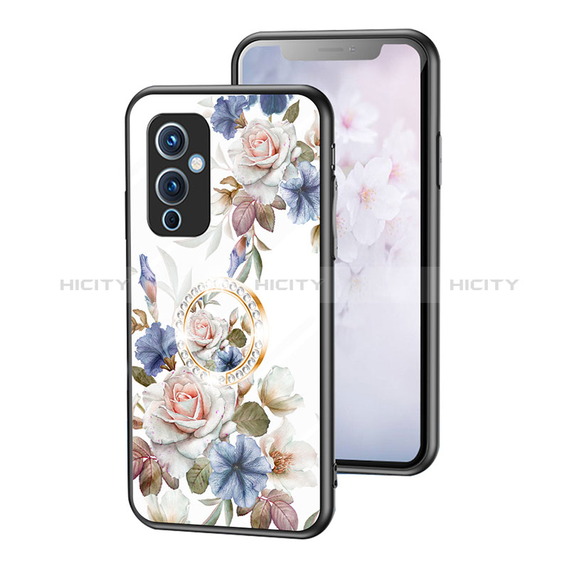 Custodia Silicone Gel Laterale Fiori Specchio Cover S01 per OnePlus 9 5G