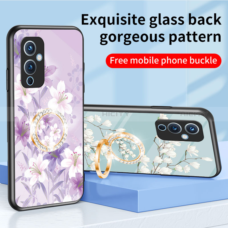 Custodia Silicone Gel Laterale Fiori Specchio Cover S01 per OnePlus 9 5G