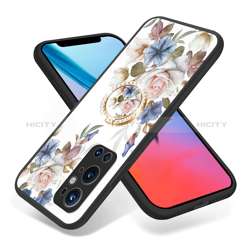 Custodia Silicone Gel Laterale Fiori Specchio Cover S01 per OnePlus 9 Pro 5G