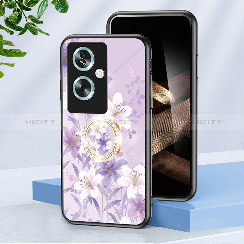 Custodia Silicone Gel Laterale Fiori Specchio Cover S01 per Oppo A2 5G Lavanda