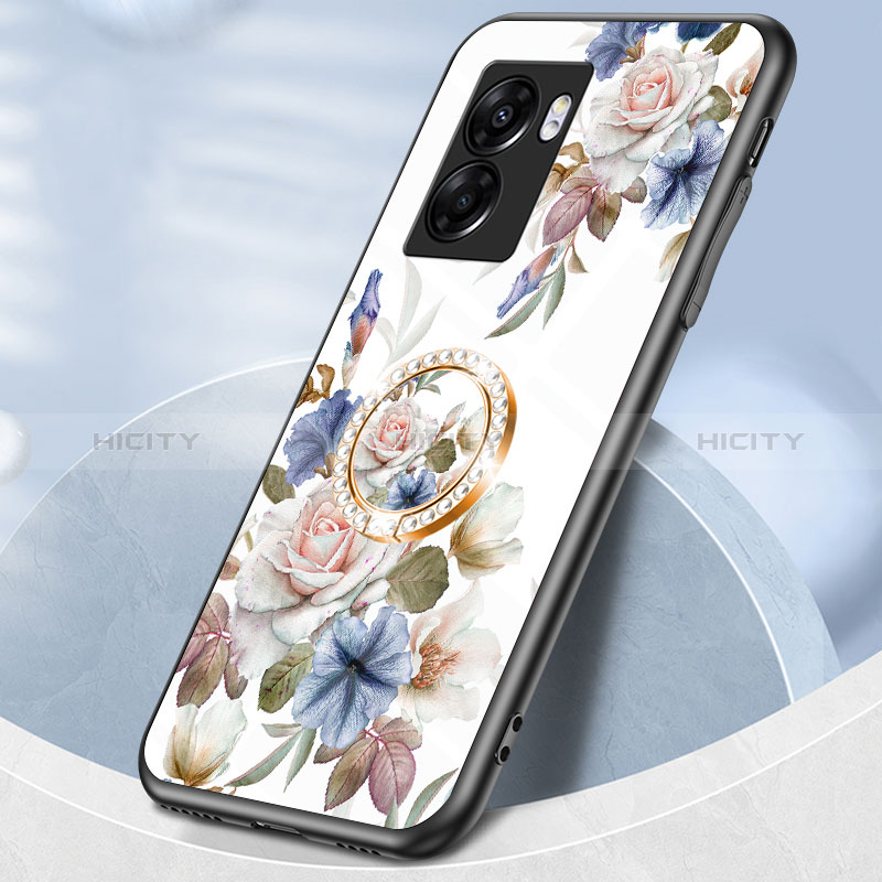 Custodia Silicone Gel Laterale Fiori Specchio Cover S01 per Oppo A77 5G