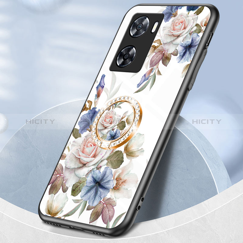 Custodia Silicone Gel Laterale Fiori Specchio Cover S01 per Oppo A77s