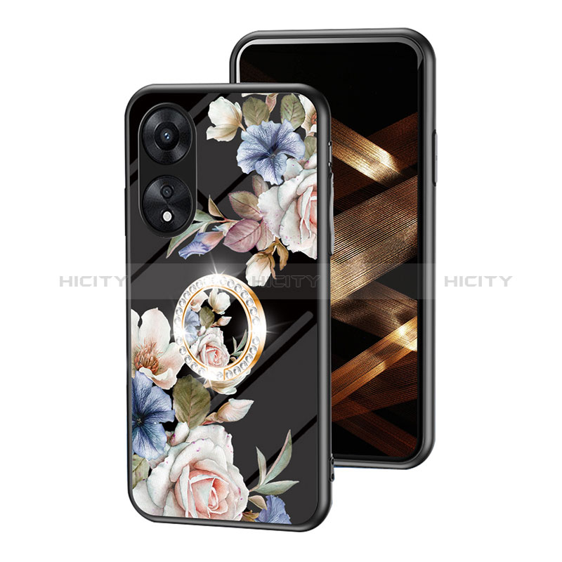 Custodia Silicone Gel Laterale Fiori Specchio Cover S01 per Oppo A78 4G