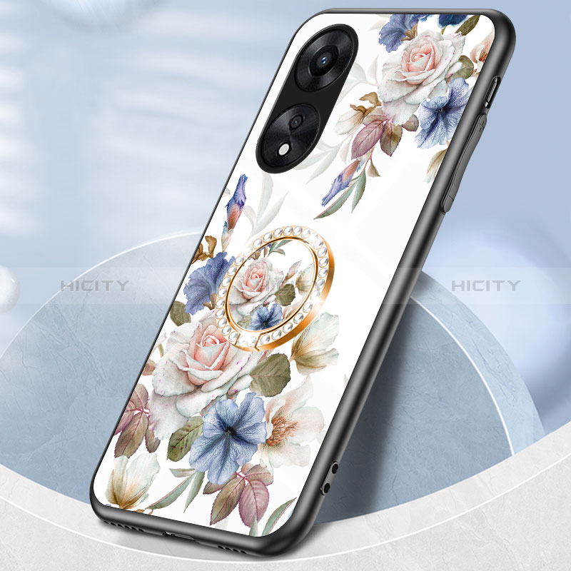 Custodia Silicone Gel Laterale Fiori Specchio Cover S01 per Oppo A78 4G