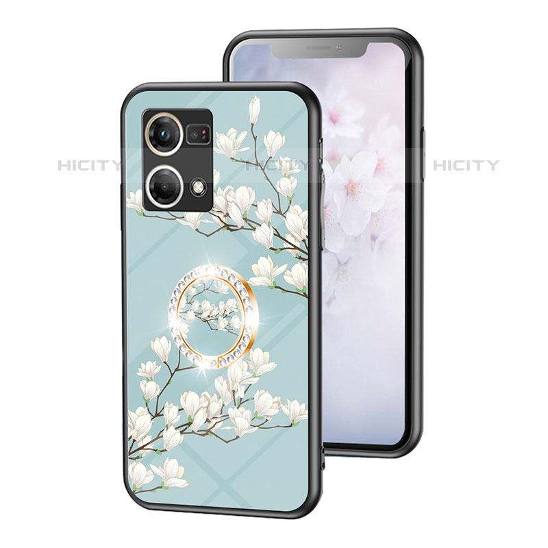 Custodia Silicone Gel Laterale Fiori Specchio Cover S01 per Oppo F21 Pro 4G Ciano