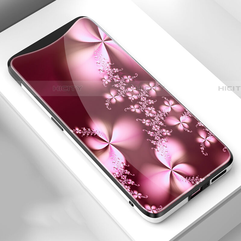 Custodia Silicone Gel Laterale Fiori Specchio Cover S01 per Oppo Find X