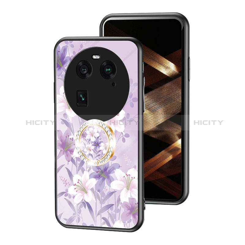 Custodia Silicone Gel Laterale Fiori Specchio Cover S01 per Oppo Find X6 5G