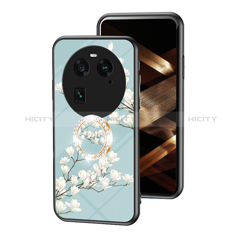 Custodia Silicone Gel Laterale Fiori Specchio Cover S01 per Oppo Find X6 5G