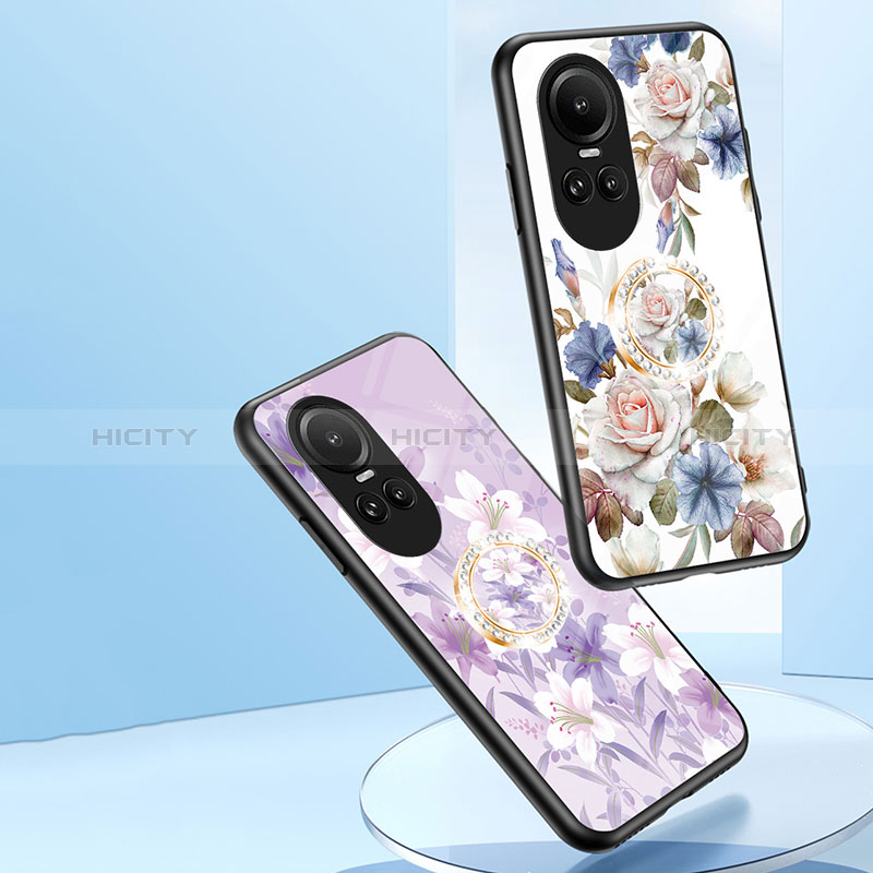 Custodia Silicone Gel Laterale Fiori Specchio Cover S01 per Oppo Reno10 Pro 5G