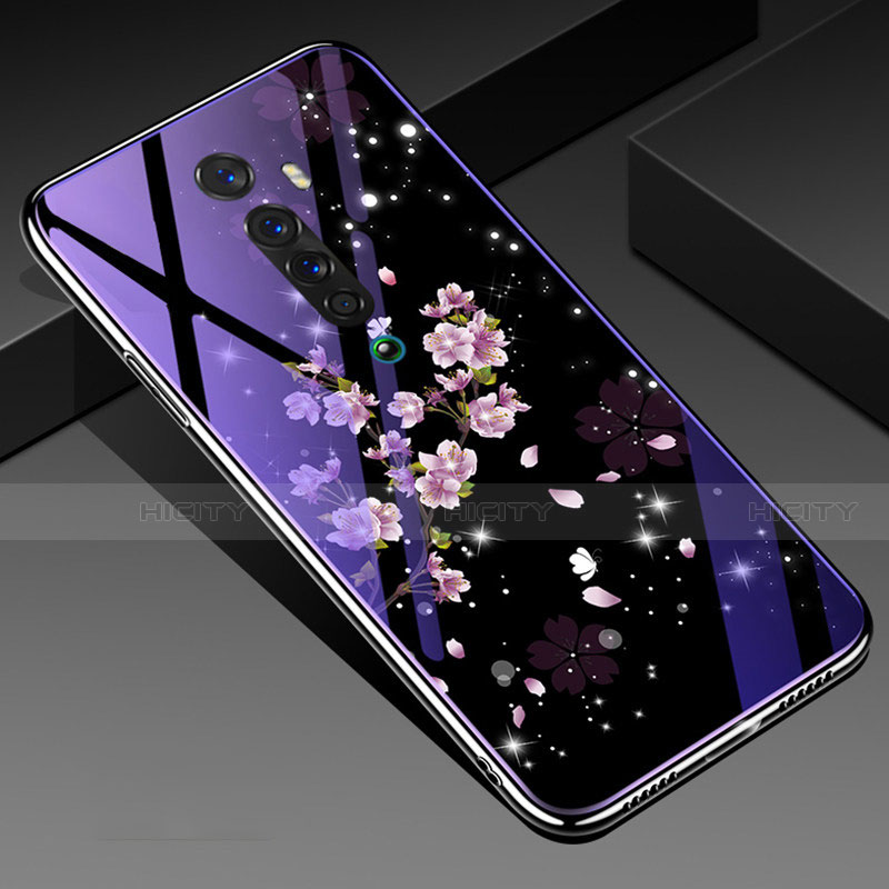 Custodia Silicone Gel Laterale Fiori Specchio Cover S01 per Oppo Reno2 Multicolore