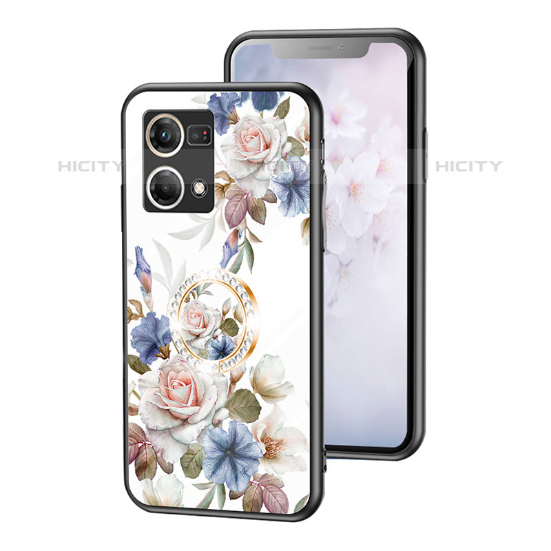 Custodia Silicone Gel Laterale Fiori Specchio Cover S01 per Oppo Reno7 4G Bianco