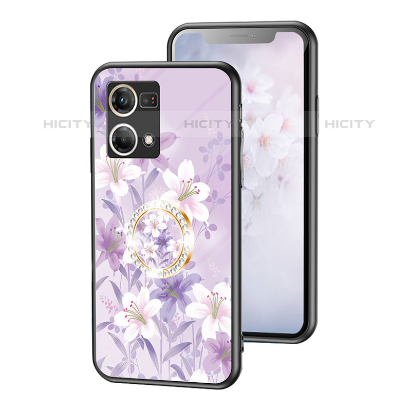 Custodia Silicone Gel Laterale Fiori Specchio Cover S01 per Oppo Reno7 4G Lavanda