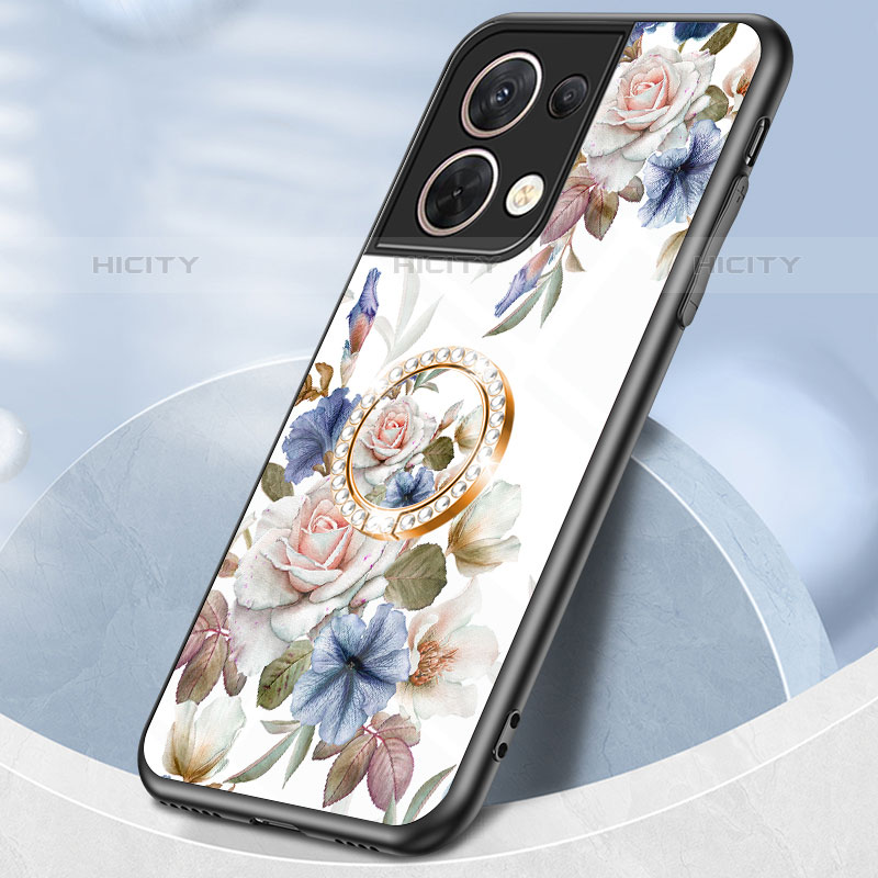 Custodia Silicone Gel Laterale Fiori Specchio Cover S01 per Oppo Reno8 5G