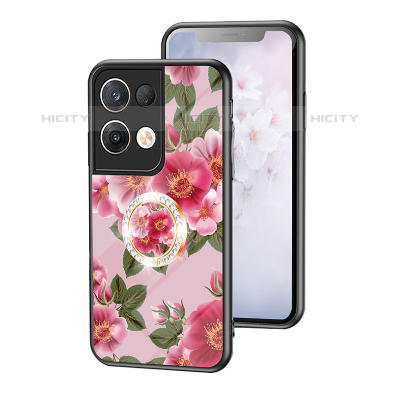 Custodia Silicone Gel Laterale Fiori Specchio Cover S01 per Oppo Reno8 Pro+ Plus 5G