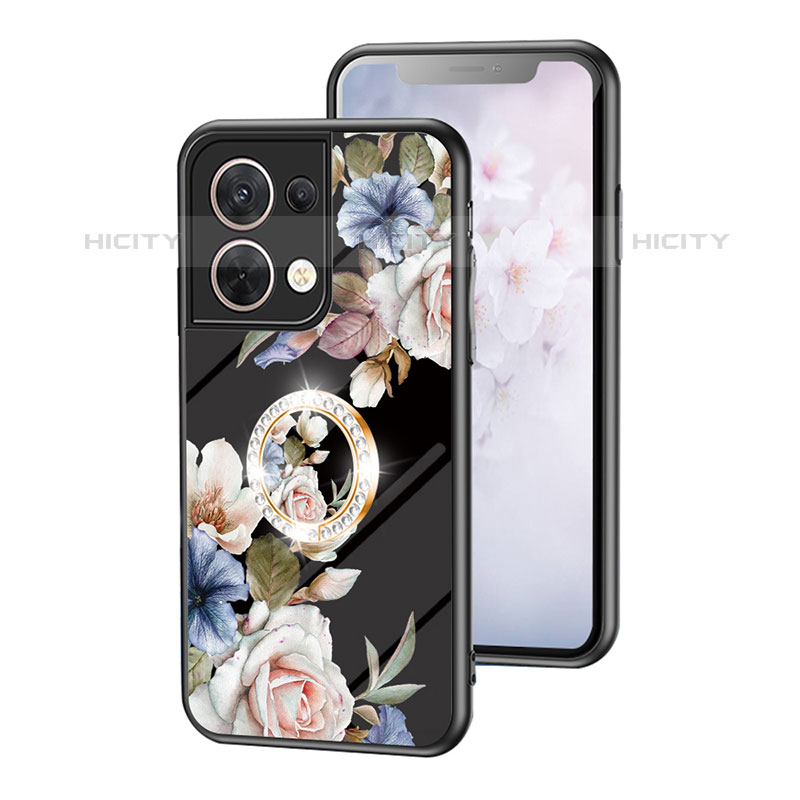 Custodia Silicone Gel Laterale Fiori Specchio Cover S01 per Oppo Reno9 Pro 5G