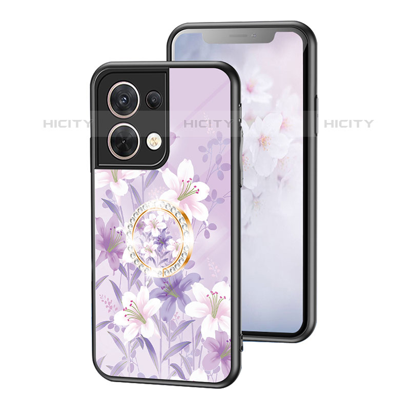 Custodia Silicone Gel Laterale Fiori Specchio Cover S01 per Oppo Reno9 Pro 5G Lavanda