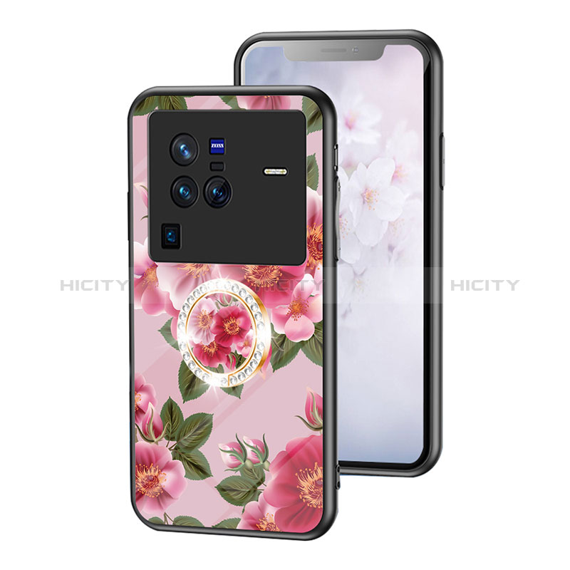 Custodia Silicone Gel Laterale Fiori Specchio Cover S01 per Vivo X80 Pro 5G