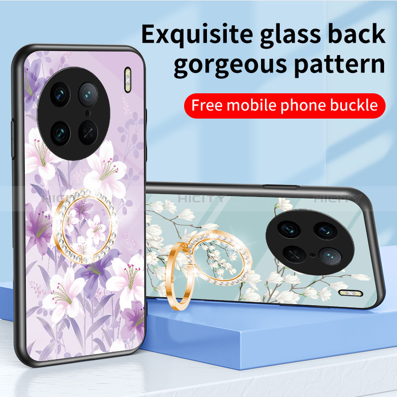 Custodia Silicone Gel Laterale Fiori Specchio Cover S01 per Vivo X90 Pro 5G