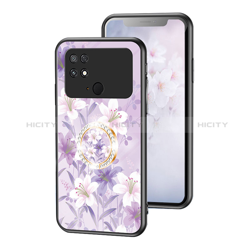 Custodia Silicone Gel Laterale Fiori Specchio Cover S01 per Xiaomi Poco C40 Lavanda