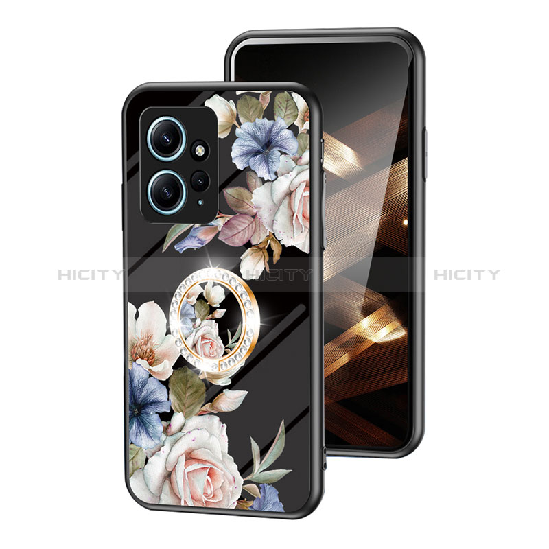 Custodia Silicone Gel Laterale Fiori Specchio Cover S01 per Xiaomi Redmi Note 12 4G Nero