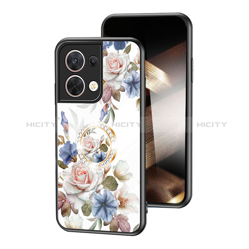 Custodia Silicone Gel Laterale Fiori Specchio Cover S01 per Xiaomi Redmi Note 13 Pro 5G Bianco