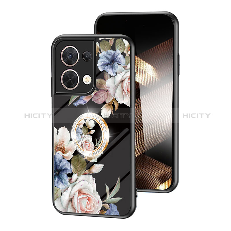 Custodia Silicone Gel Laterale Fiori Specchio Cover S01 per Xiaomi Redmi Note 13 Pro 5G Nero