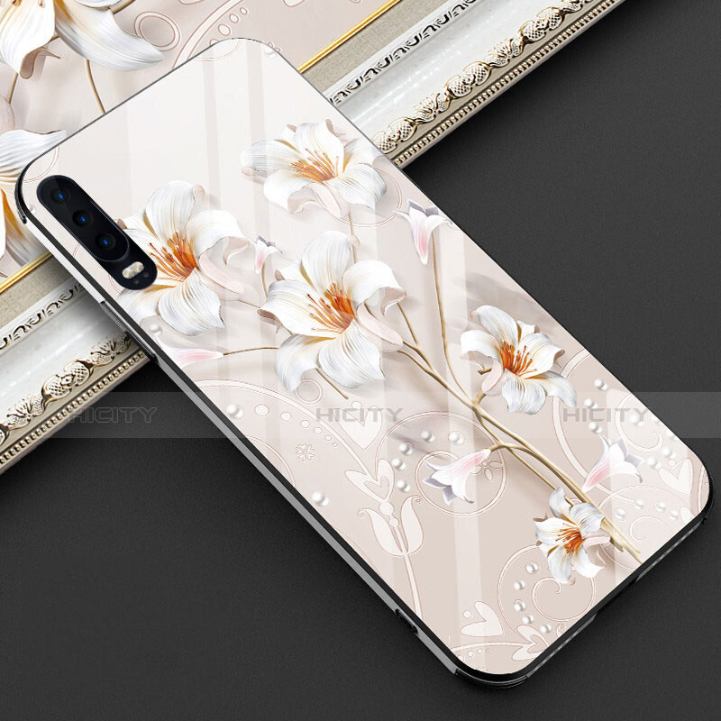 Custodia Silicone Gel Laterale Fiori Specchio Cover S02 per Huawei P30