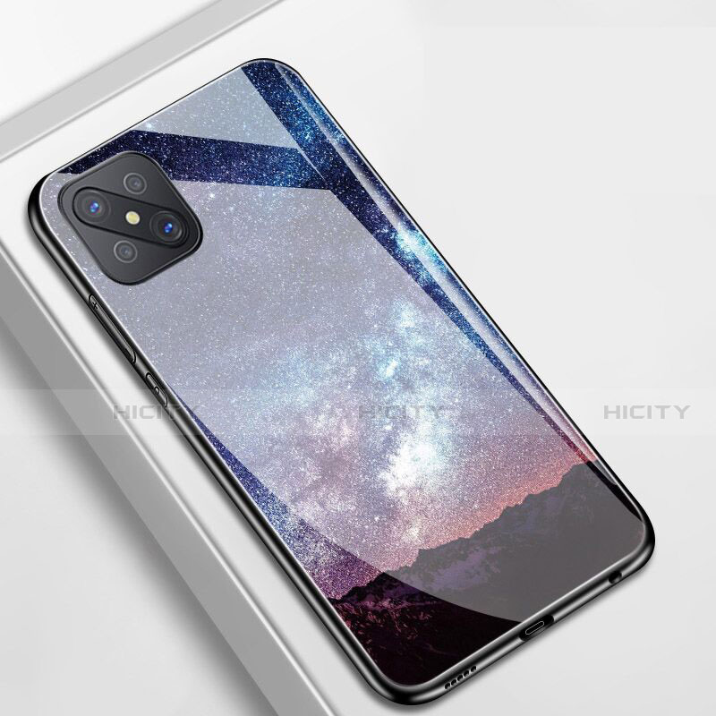 Custodia Silicone Gel Laterale Mistica Luna Stelle Specchio Cover per Oppo A92s 5G Multicolore