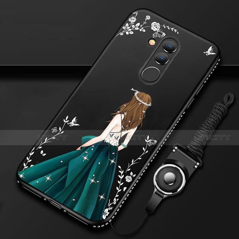 Custodia Silicone Gel Morbida Abito Ragazza Cover H01 per Huawei Mate 20 Lite Nero