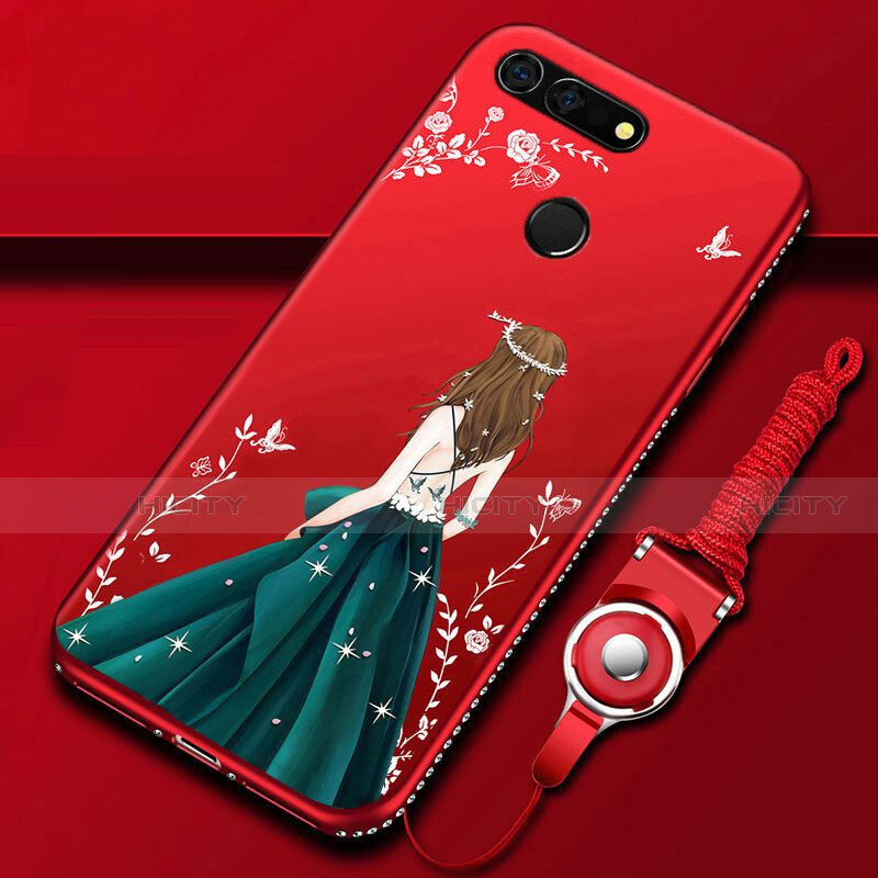 Custodia Silicone Gel Morbida Abito Ragazza Cover K01 per Huawei Honor V20