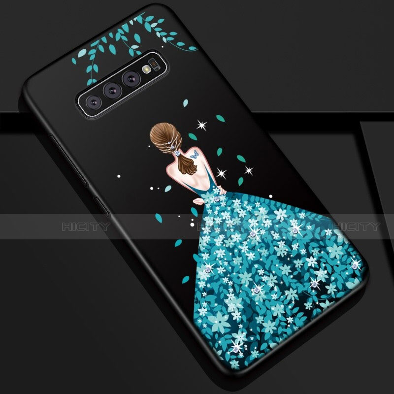 Custodia Silicone Gel Morbida Abito Ragazza Cover K01 per Samsung Galaxy S10 5G Blu