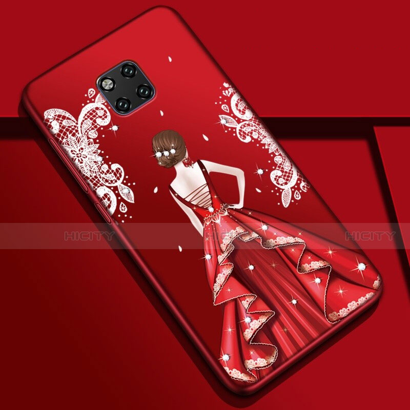 Custodia Silicone Gel Morbida Abito Ragazza Cover K02 per Huawei Mate 20 Pro Colorato