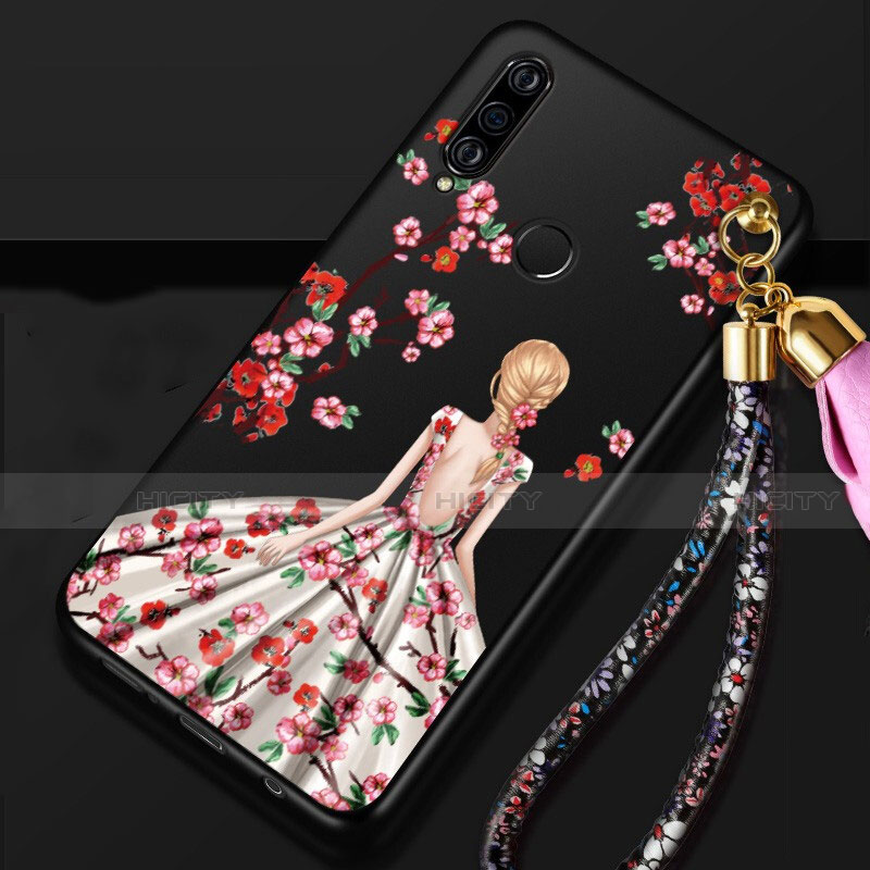 Custodia Silicone Gel Morbida Abito Ragazza Cover K02 per Huawei P30 Lite Multicolore