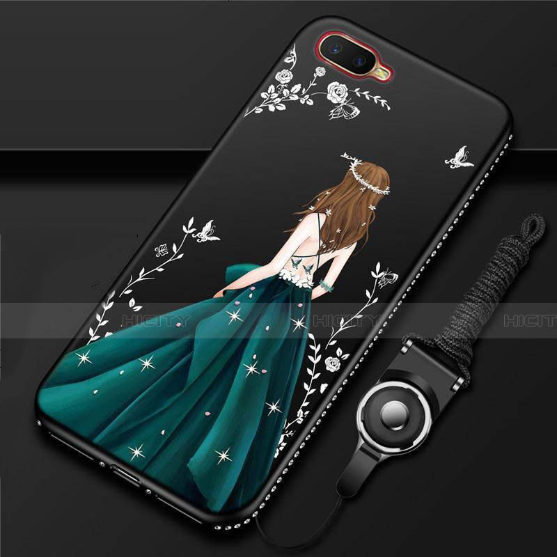 Custodia Silicone Gel Morbida Abito Ragazza Cover M02 per Oppo K1 Nero