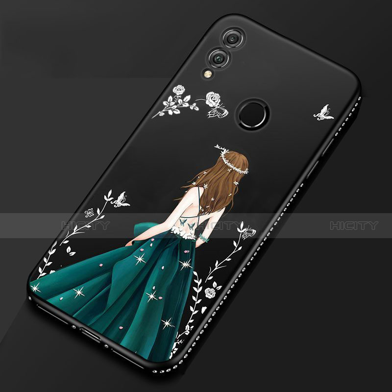 Custodia Silicone Gel Morbida Abito Ragazza Cover per Huawei Honor 8X Nero