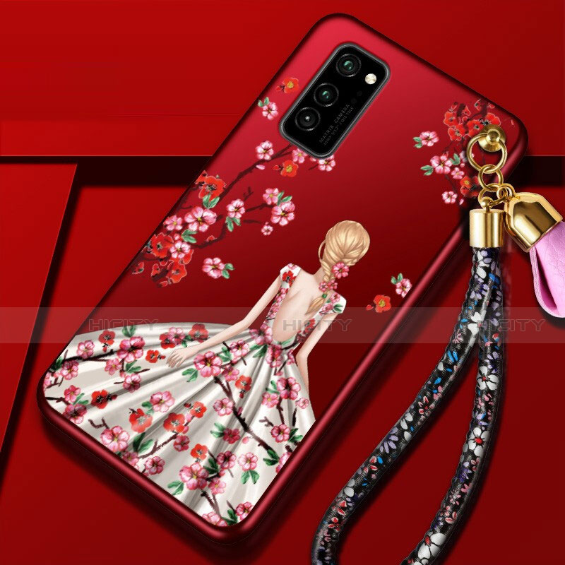 Custodia Silicone Gel Morbida Abito Ragazza Cover per Huawei Honor V30 5G