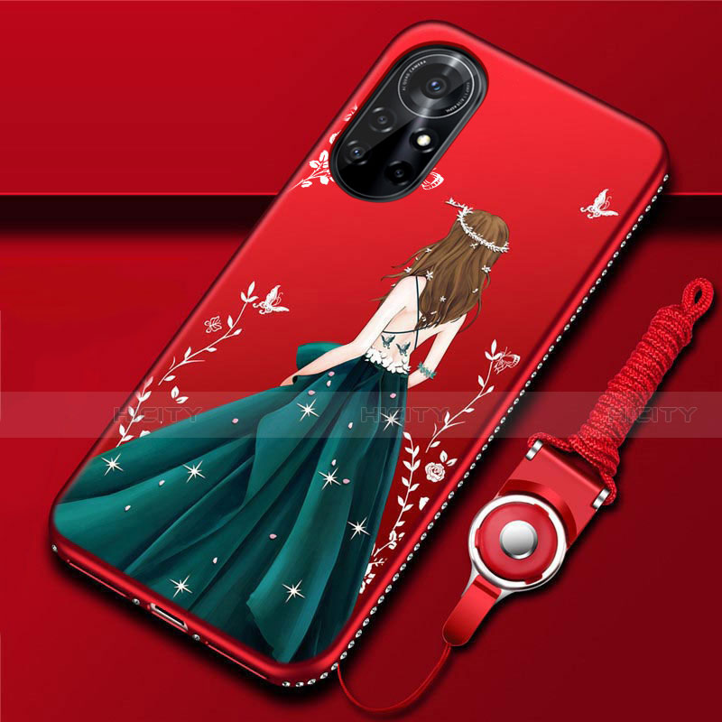 Custodia Silicone Gel Morbida Abito Ragazza Cover per Huawei Nova 8 Pro 5G Verde