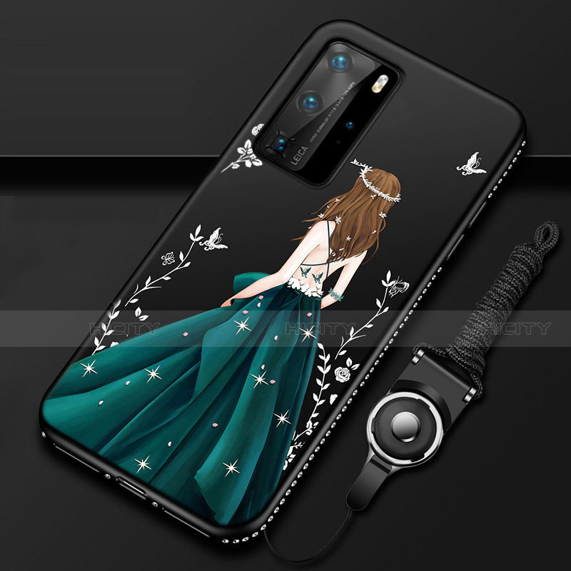 Custodia Silicone Gel Morbida Abito Ragazza Cover per Huawei P40 Pro