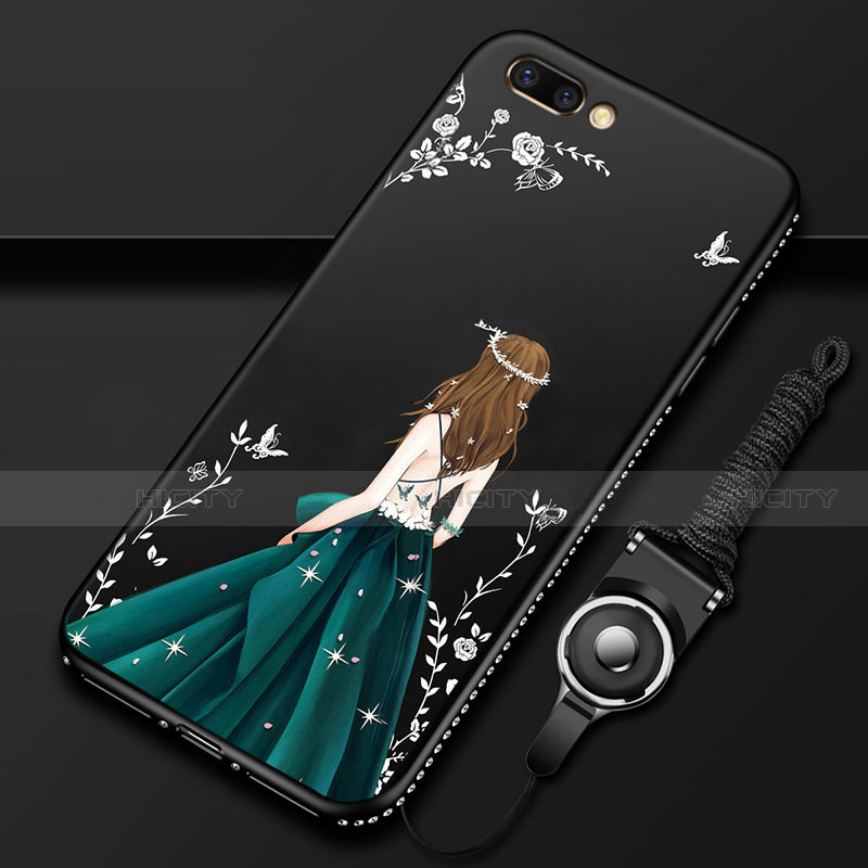 Custodia Silicone Gel Morbida Abito Ragazza Cover per Oppo A12e Nero