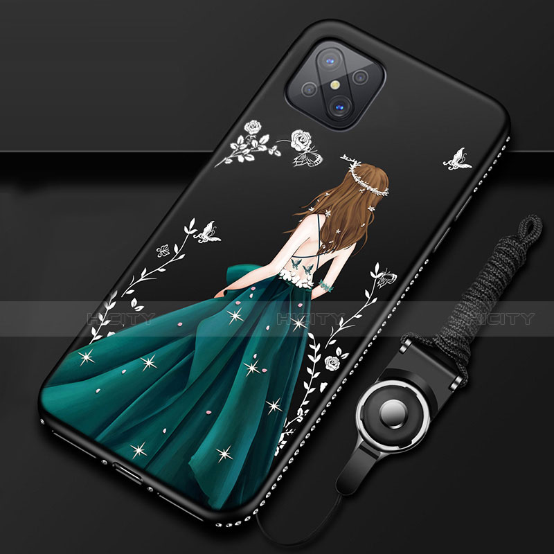 Custodia Silicone Gel Morbida Abito Ragazza Cover per Oppo A92s 5G Verde