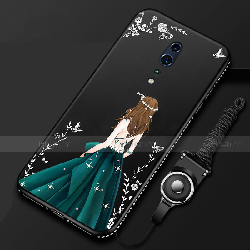 Custodia Silicone Gel Morbida Abito Ragazza Cover per Oppo Reno Z Nero