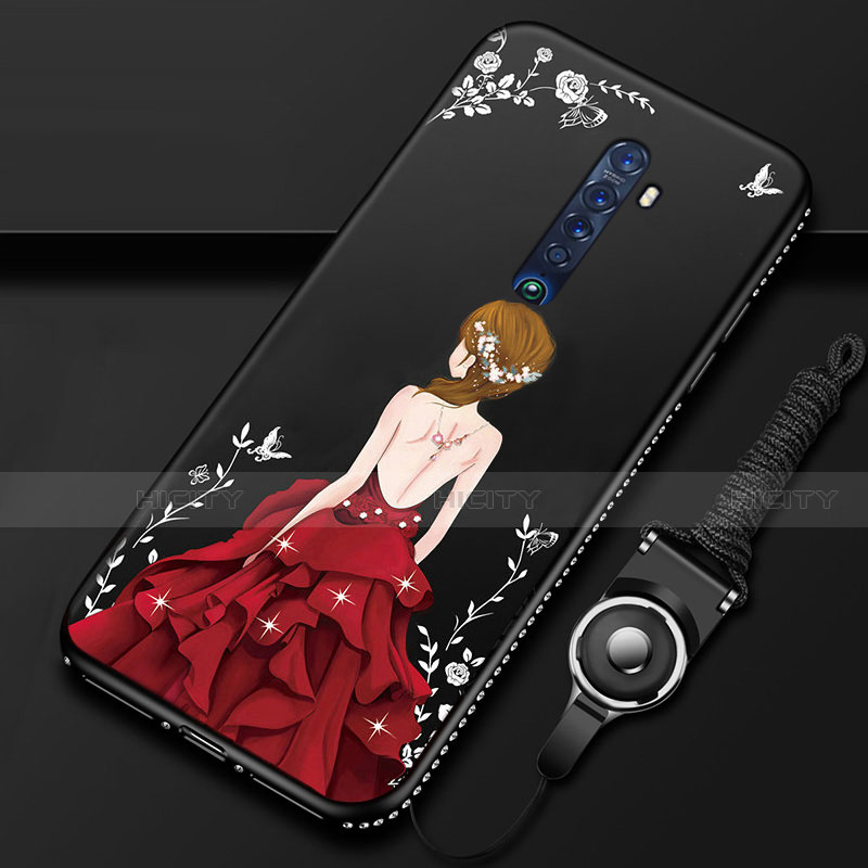 Custodia Silicone Gel Morbida Abito Ragazza Cover per Oppo Reno2