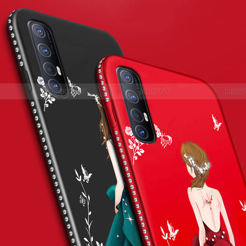 Custodia Silicone Gel Morbida Abito Ragazza Cover per Oppo Reno3 Pro